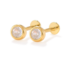 Bezel Stud Flatback Earrings | 16g