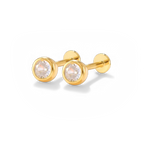 Bezel Stud Flatback Earrings | 16g