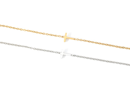 Dainty Sideways Cross Necklace