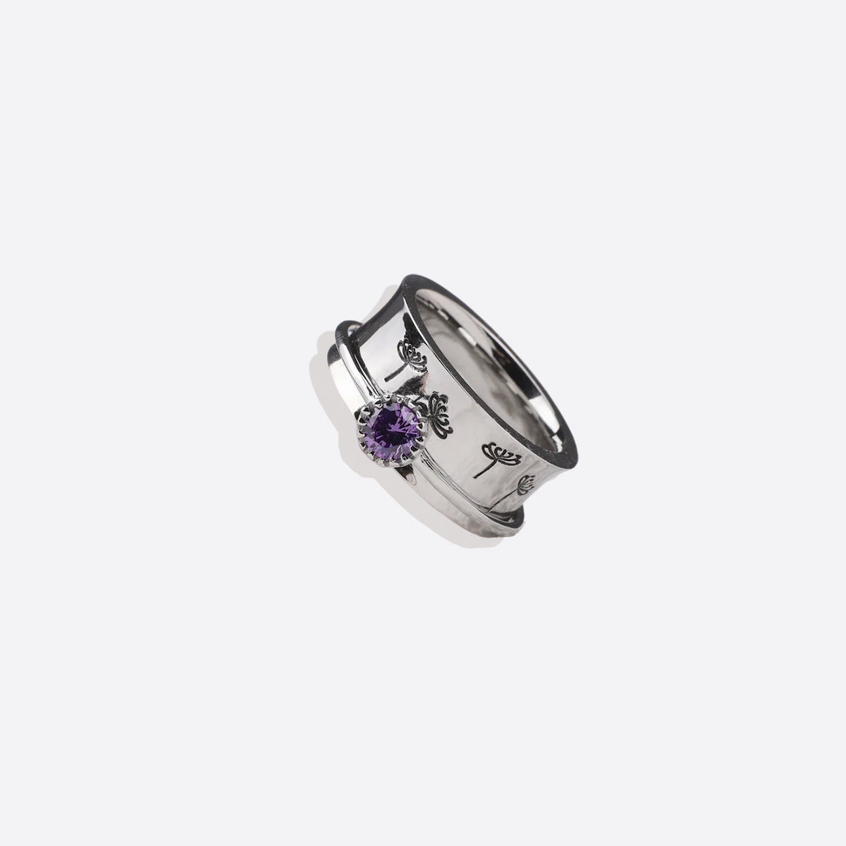 Silver Dandelion Birthstone Spinning Fidget Ring