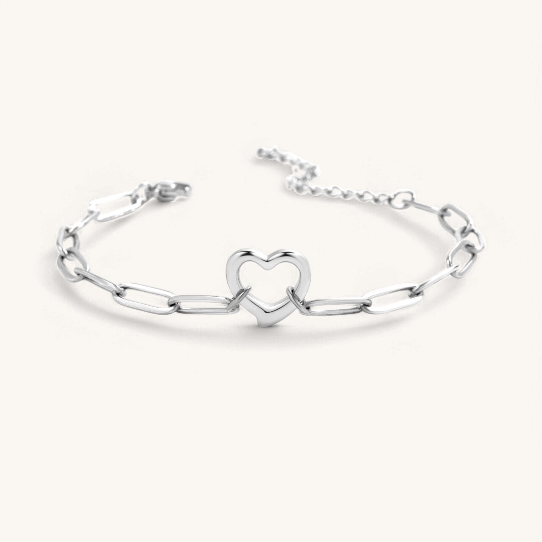 Open Heart Paperclip Chain Bracelet