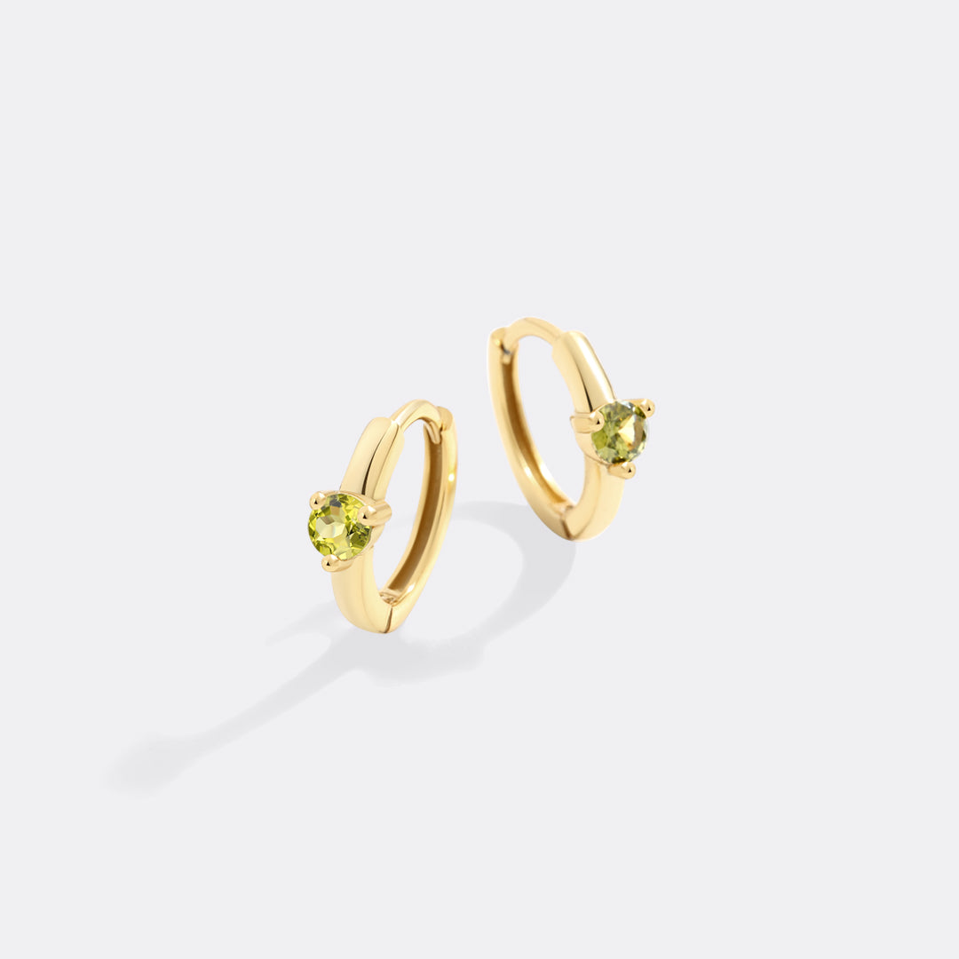 Solitaire Birthstone Huggie Hoop Earrings
