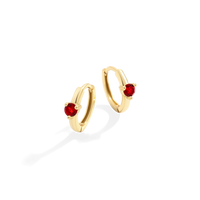 Solitaire Birthstone Huggie Hoop Earrings