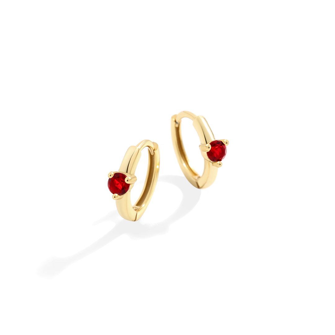 Solitaire Birthstone Huggie Hoop Earrings