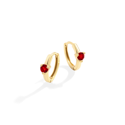 Solitaire Birthstone Huggie Hoop Earrings