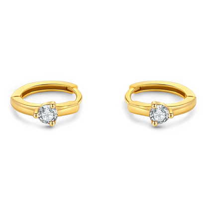 Solitaire Birthstone Huggie Hoop Earrings