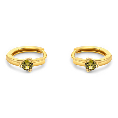 Solitaire Birthstone Huggie Hoop Earrings