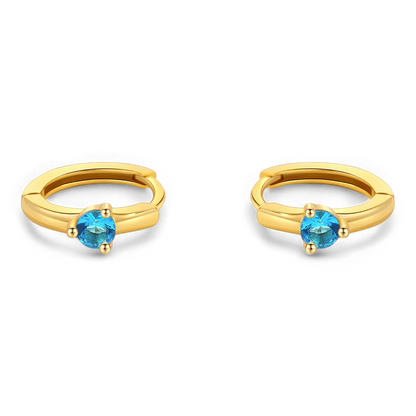 Solitaire Birthstone Huggie Hoop Earrings