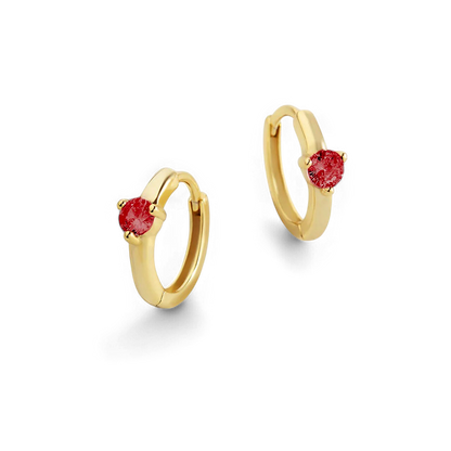 Solitaire Birthstone Huggie Hoop Earrings