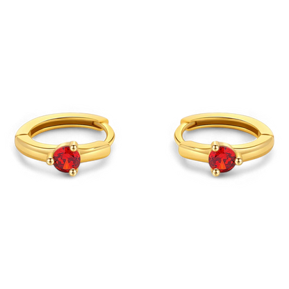 Solitaire Birthstone Huggie Hoop Earrings