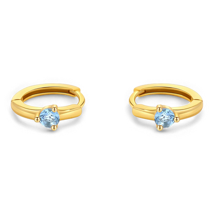 Solitaire Birthstone Huggie Hoop Earrings