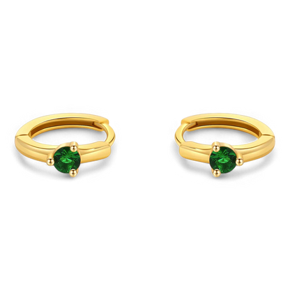 Solitaire Birthstone Huggie Hoop Earrings