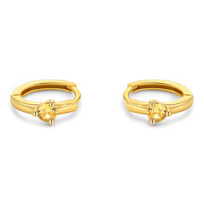 Solitaire Birthstone Huggie Hoop Earrings