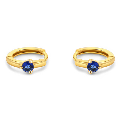 Solitaire Birthstone Huggie Hoop Earrings