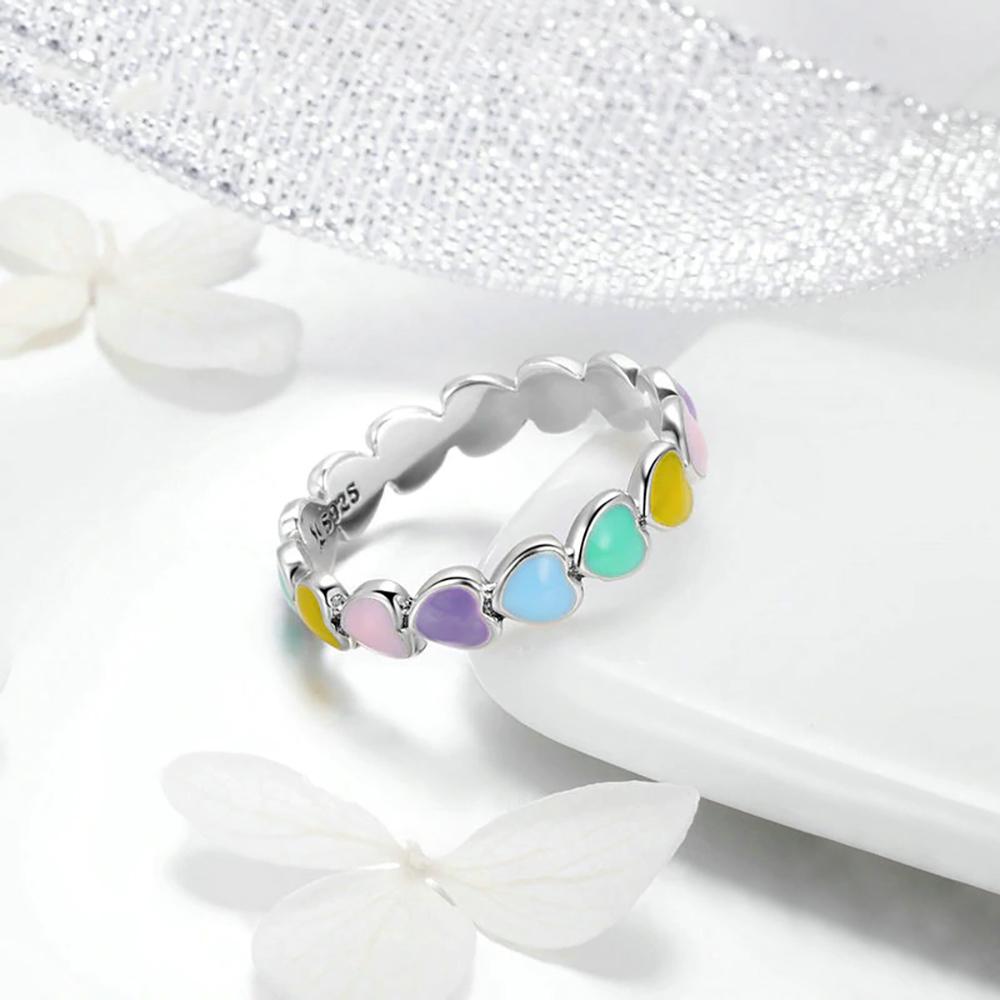 Rainbow Heart Band Ring
