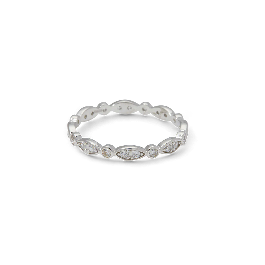 Sterling Silver Marquis and Dot Band