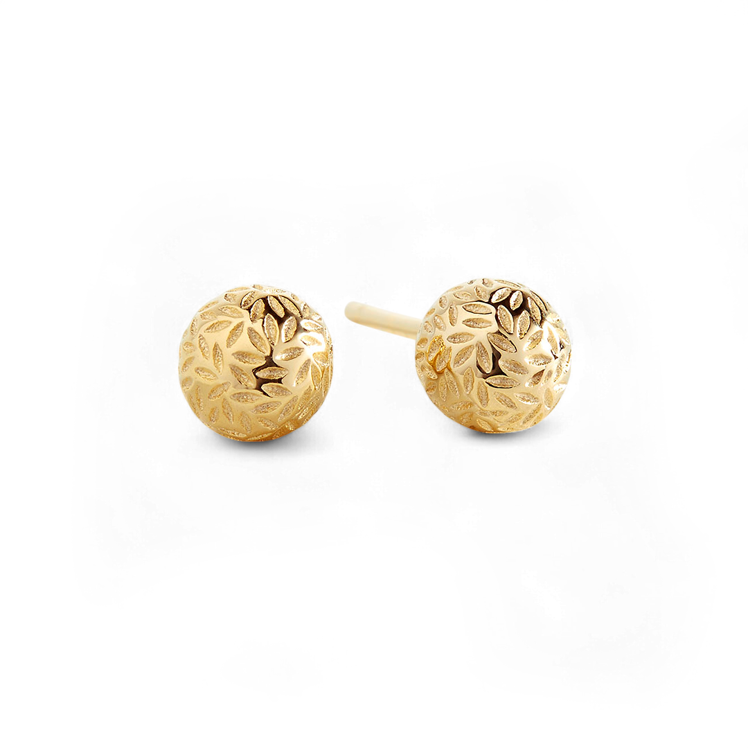 Textured Gold Ball Studs