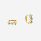 Three-Stone Birthstone Huggie Hoops