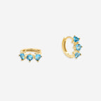 Three-Stone Birthstone Huggie Hoops