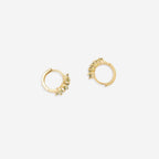 Three-Stone Birthstone Huggie Hoops
