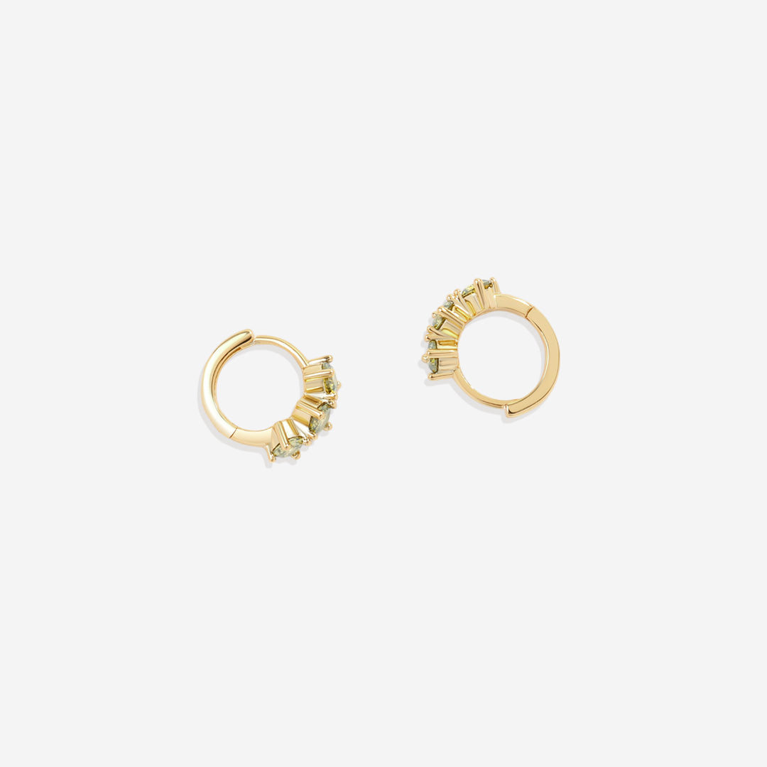 Three-Stone Birthstone Huggie Hoops
