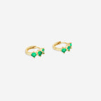 Three-Stone Birthstone Huggie Hoops