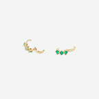 Three-Stone Birthstone Huggie Hoops