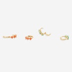 Three-Stone Birthstone Huggie Hoops
