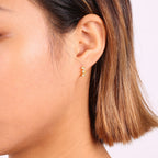 Three-Stone Birthstone Huggie Hoops