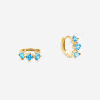 Three-Stone Birthstone Huggie Hoops