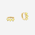 Three-Stone Birthstone Huggie Hoops
