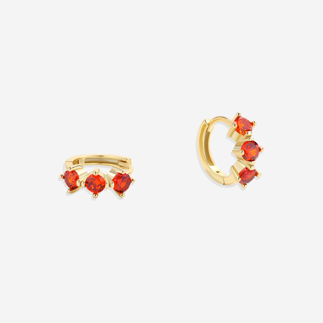 Three-Stone Birthstone Huggie Hoops