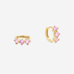 Three-Stone Birthstone Huggie Hoops