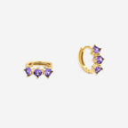 Three-Stone Birthstone Huggie Hoops