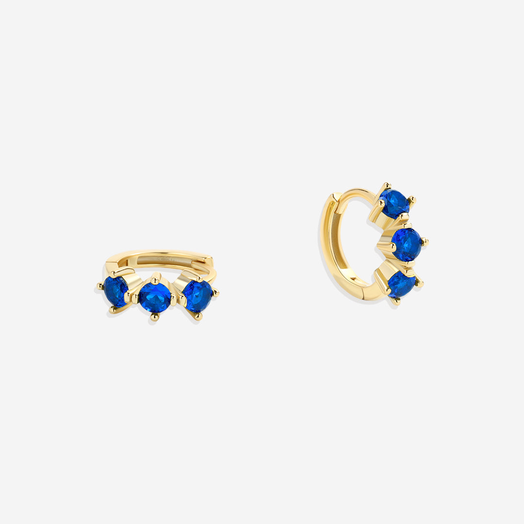 Three-Stone Birthstone Huggie Hoops