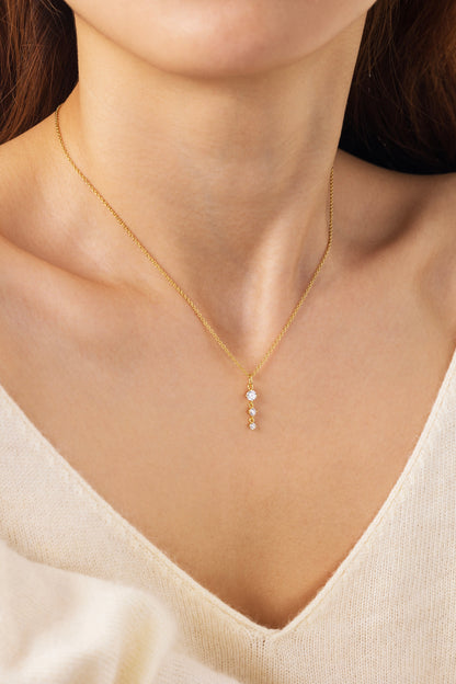 Three Stone Drop Pendant Necklace