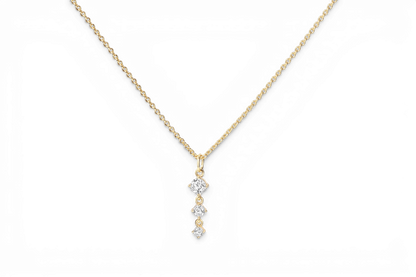 Three Stone Drop Pendant Necklace