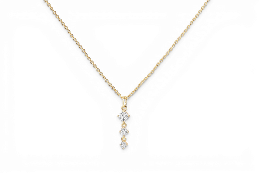 Three Stone Drop Pendant Necklace