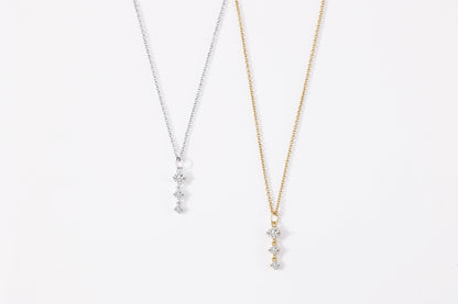 Three Stone Drop Pendant Necklace