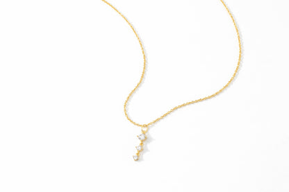 Three Stone Drop Pendant Necklace