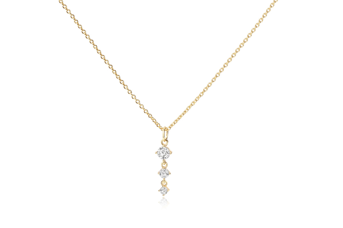 Three Stone Drop Pendant Necklace
