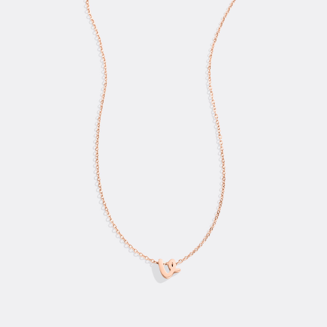 Tiny Script Initial Necklace