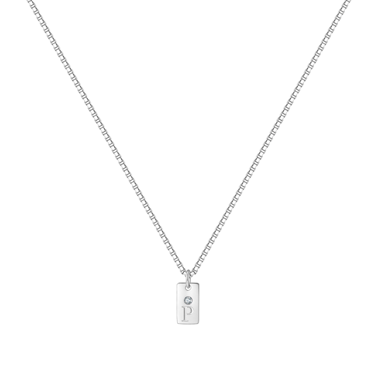 Dainty Pave Tag Initial Necklace