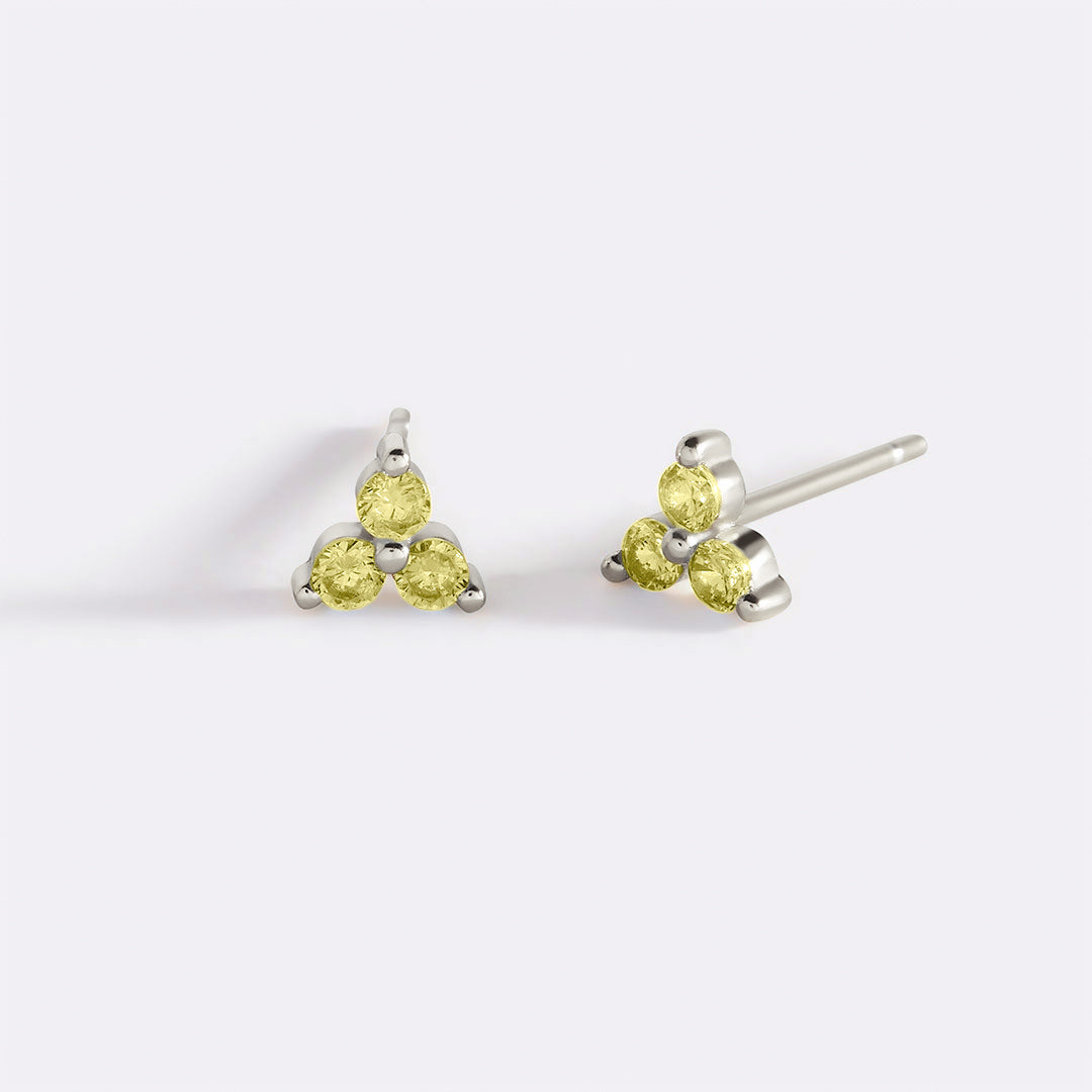 Trinity Birthstone Stud Earrings