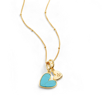 Turquoise Heart Initial Necklace