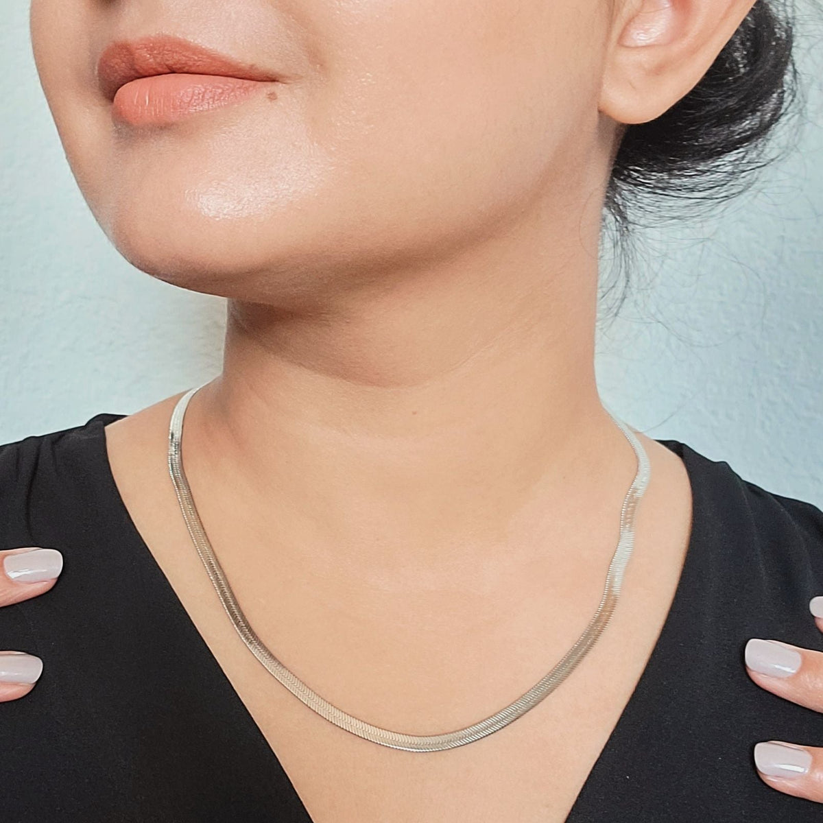 Herringbone Gold Chain Necklace