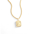 Initial Card Pendant Necklace with Rolo Chain