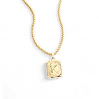 Initial Card Pendant Necklace with Rolo Chain