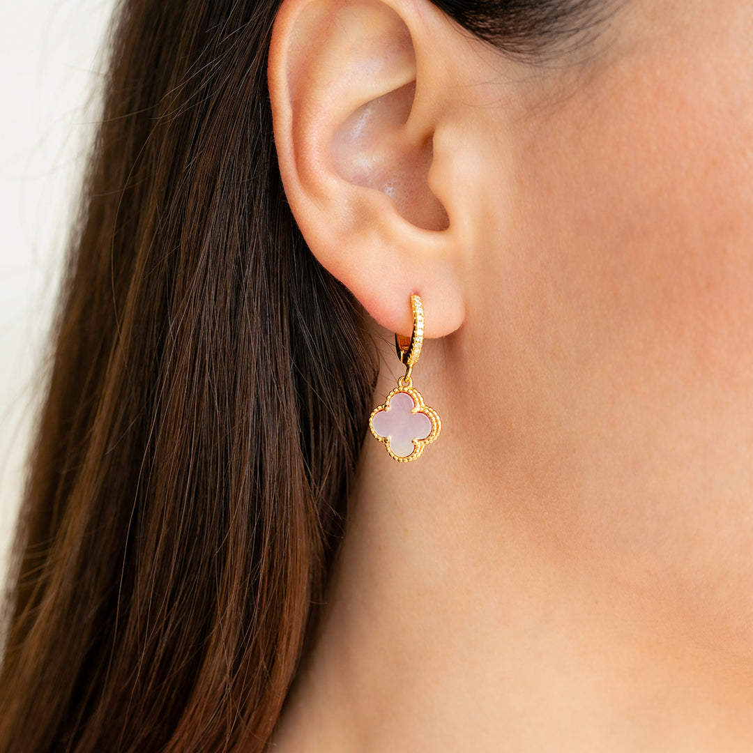 Pave Clover Drop Earrings