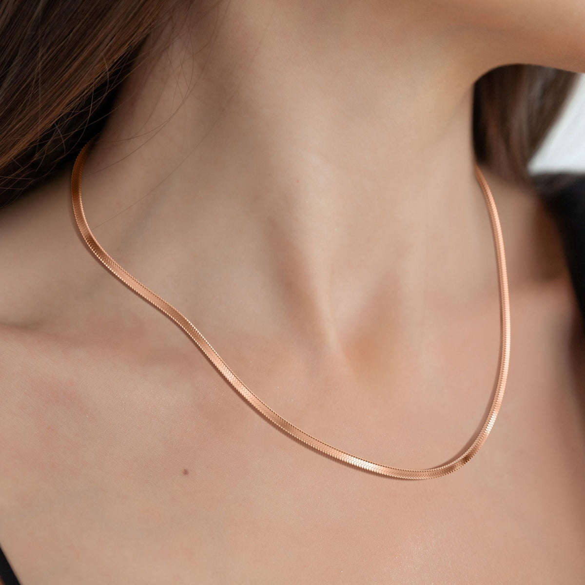 Herringbone Gold Chain Necklace